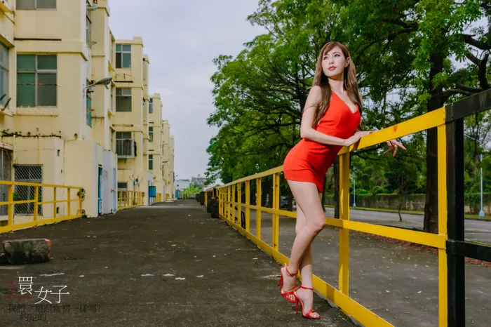 [Mzsock] NO.047 Abby red dress short skirt high heels beautiful legs outdoor shot street photography#[106P]-8